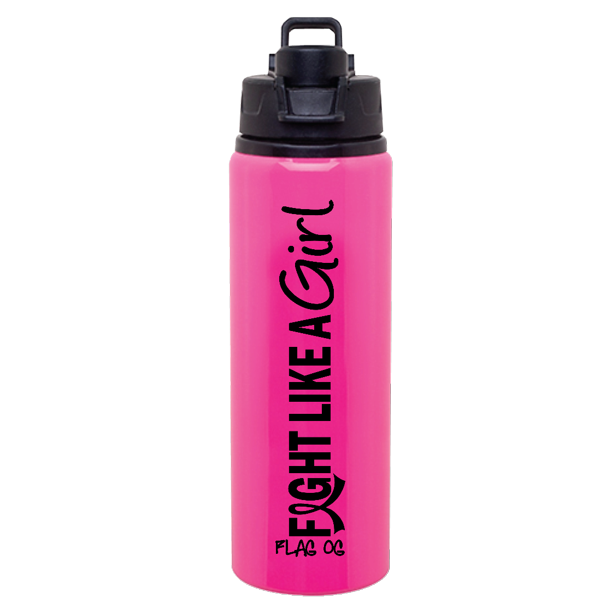 "Fight Like a Girl Hybrid" Roxy Aluminum Sports Bottle Pink