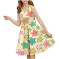 thumbnail image 1 of RXIRUCGD 2025 Summer Clothes for Kids Girls Sleeveless Stretchy Dress A Line Twirly Skater School Recital Dress Short Sleeve Round Neck Dress, 1 of 5