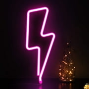 Xinneyglobal Pink Lightning Bolt Neon Light Hot Pink Neon Sign Girl Room Decor Battery or USB Powered