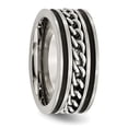 thumbnail image 4 of Chisel Stainless Steel Brushed and Polished Black IP-plated Chain Inlay 10mm Band, 4 of 7