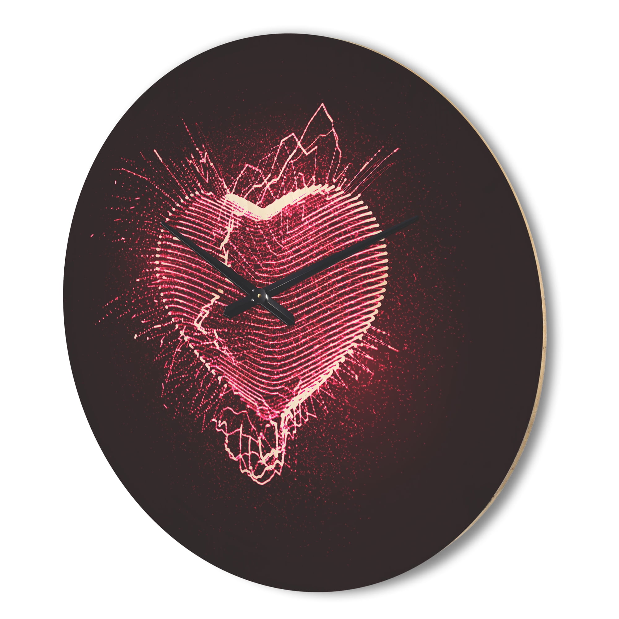 Designart 'Happy Valentine’s Day Red Heart' Modern Wood Wall Clock