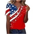 thumbnail image 2 of VKOYWKM 4th of July Shirts for Women Independence Day American Flag Graphic Tees Button V Neck Henley Shirts Patriotic Red White and Blue Tshirts Tops, 2 of 7
