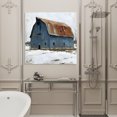 thumbnail image 4 of Wall Art Prints, Blue Brown Barn Framed Canvas Prints for Bedroom Living Room Bathroom Office, Winter Farmhouse Country Gallery Wrap Wall Art Poster for Gifts Home Decor 20"x20", 4 of 9