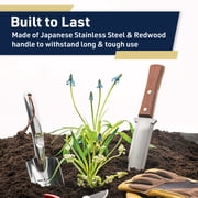Kings County Tools Hori Hori Garden Knife – 7.4” Stainless Steel Blade Weeder with Wood Handle