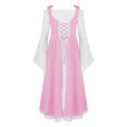 thumbnail image 3 of inhzoy Renaissance Dress for Girls Medieval Princess Costume Retro Lace-up Maxi Dress Halloween Dress up Pink 14, 3 of 7