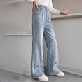 thumbnail image 6 of CAUYDY Tween Girl Embroidered Jeans School Girls Elastic Waist Denim Bottom Pants with Pocket Sizes 9-11 Years, 6 of 6