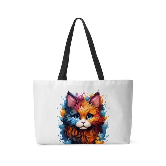 CafePress - Cute Cat Watercolor - Large Weekender Tote