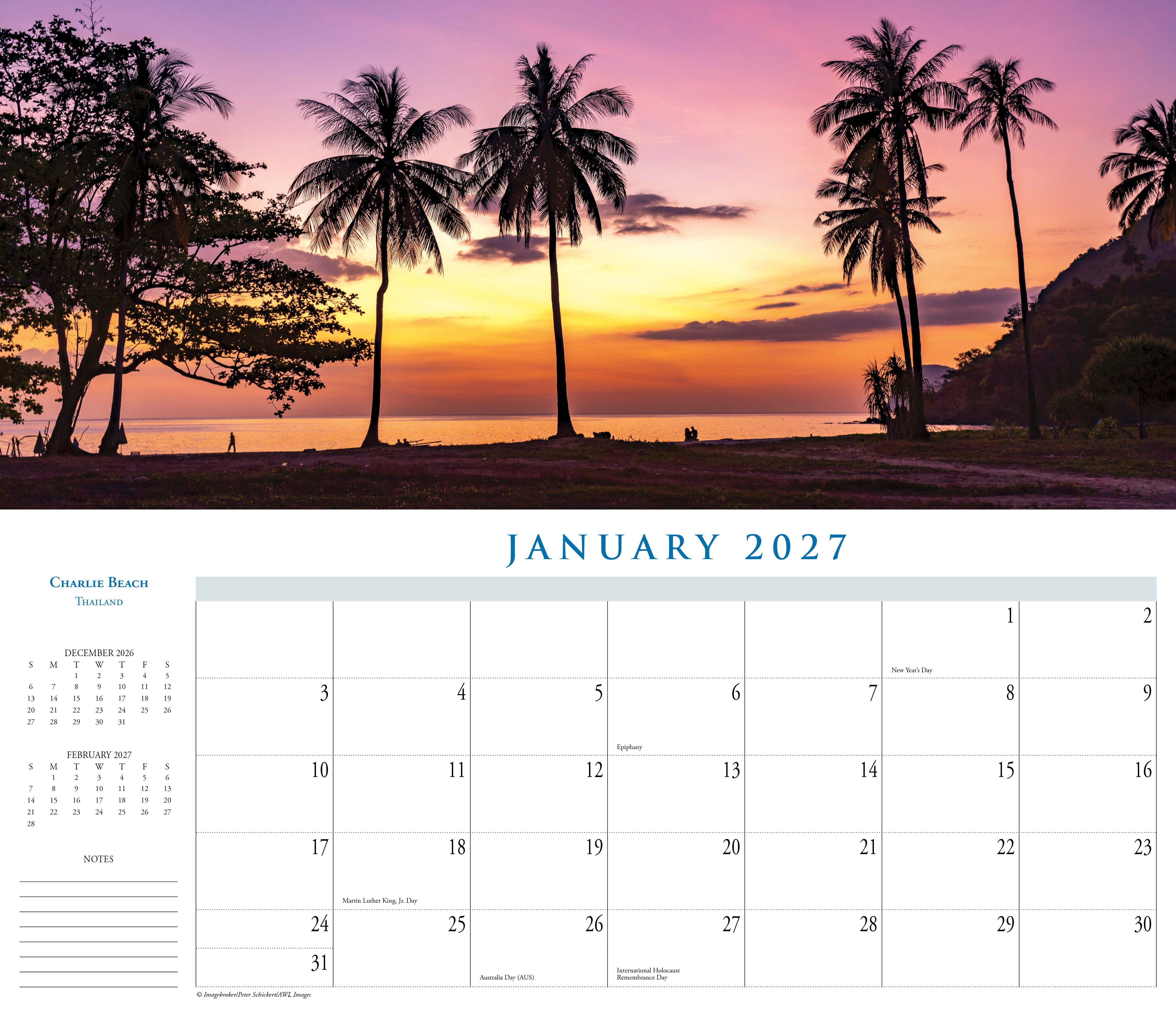 Willow Creek Press, Beaches 2027 Panoramic Wall Calendar