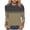 Khaki#1, variant on Drovellove Women's Casual Loose Fit Printed V Neck T-Shirt 3/4 Sleeve Tops - Soft Blouse for Home or Office