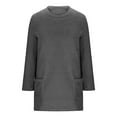 thumbnail image 5 of Holiday Gift Finder Fall and Winter Long Sleeve Shirts for Women Loose Crewneck Sweatshirt with Pockets Casual Pullover Ladies Tops and Blouses Mid-length Women's Tops, S-2XL, 5 of 6