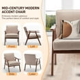 thumbnail image 4 of ENYOPRO Accent Chair, Upholstered Comfy Single Sofa with Wood Feet, Mid Century Armchair for Bedroom, Living Room, Modern Comfy Reading Chair, Light Camel, 4 of 7