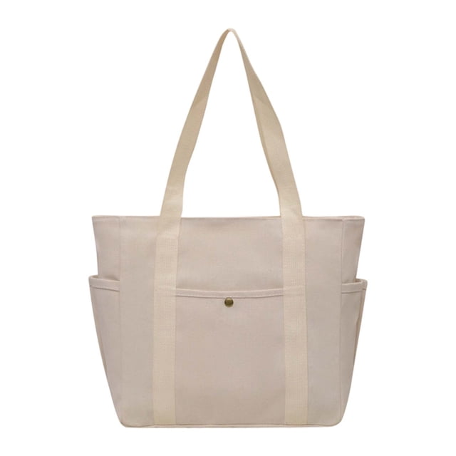 Ediodpoh Capacity Tote Canvas Bag High Appearance Versatile For Commuting Student Set Book Shoulder Cloth Bag For School White