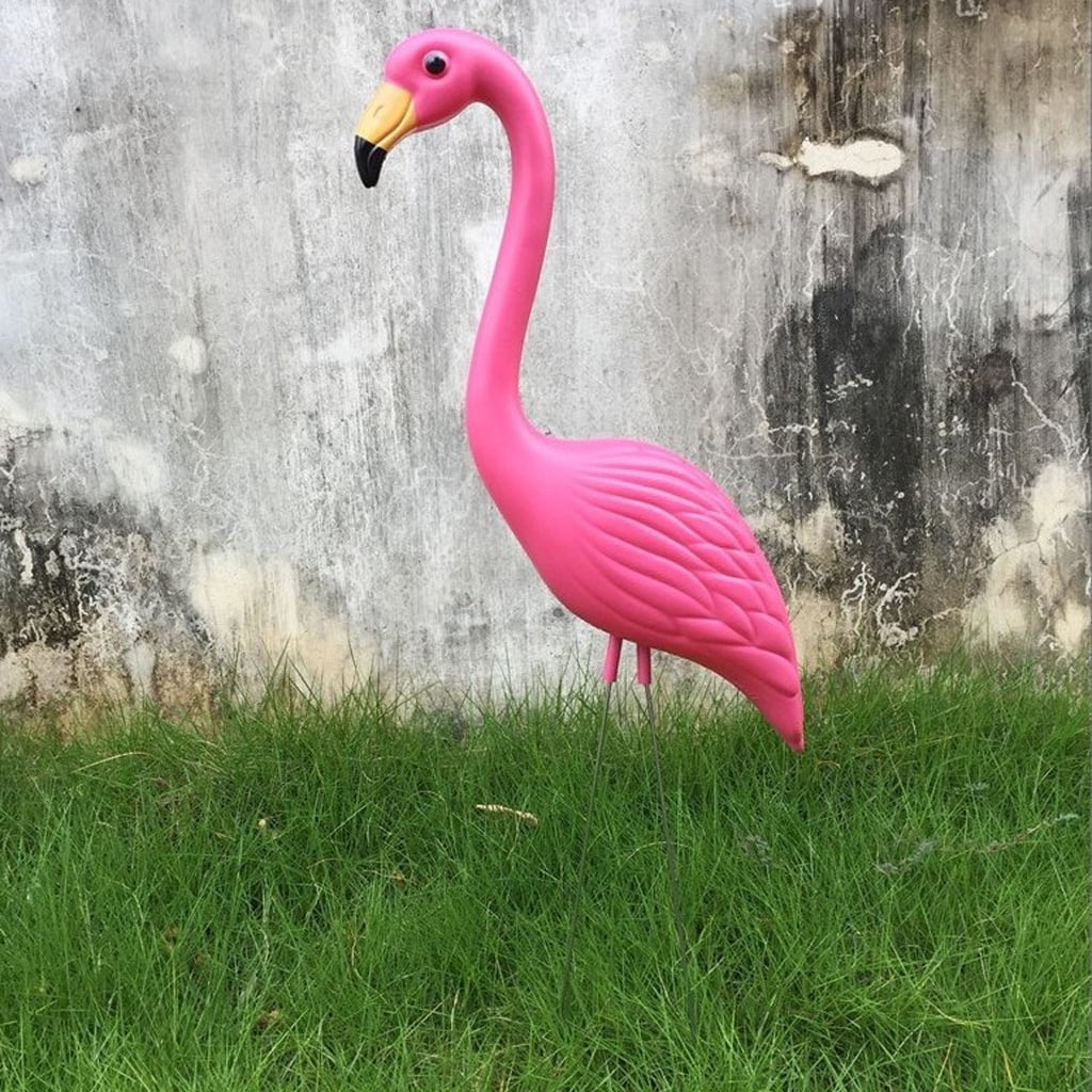 4Pieces Flamingo Ornament Statue, Art Garden Stakes for Yard Garden Lawn Decoration - Looking Up