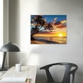 thumbnail image 4 of JRXY Framed Sunset Beach Wall Art - Tropical Island Beach Pictures Natural Beauty Scene Wall Decor Coastal Ocean Waves Painting Coconut Trees Canvas Print Artwork Home Office Decoration  20x16in, 4 of 6
