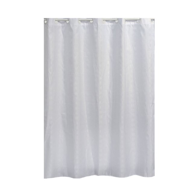 White Extra Long Shower Curtain Polyester Hook Less Cubic 79"L x 71"W