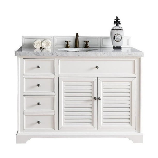 James Martin Savannah 48 Single Bathroom Vanity In White Com Single Bathroom Vanity In White, Savannah 24 In White Single Sink Bathroom Vanity With Porcelain Top