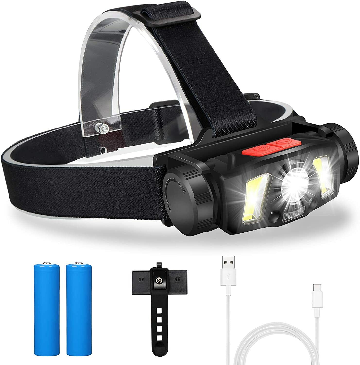 Headlamp Light 2in1, Lnrbia 800 Lumen Rechargeable Headlamps