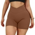 thumbnail image 2 of WTXUE Yoga Pants Women, Gym Shorts Waist Waisted Butt V High Workout Women Lifting Biker Yoga s, Short, Coffee, 2 of 5