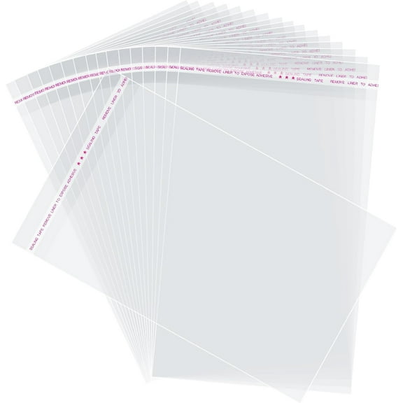 MaxxMarket Self Sealing Cellophane Bags, 8x12 Inches 200 Pcs Clear Resealable Cellophane Bags Self Adhesive
