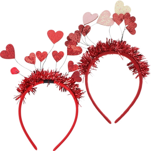 LOLIPPYY 2-Pack Adult Valentine’s Day Heart Headbands, Party Accessories for Decoration, Photo Props and Festive Wear
