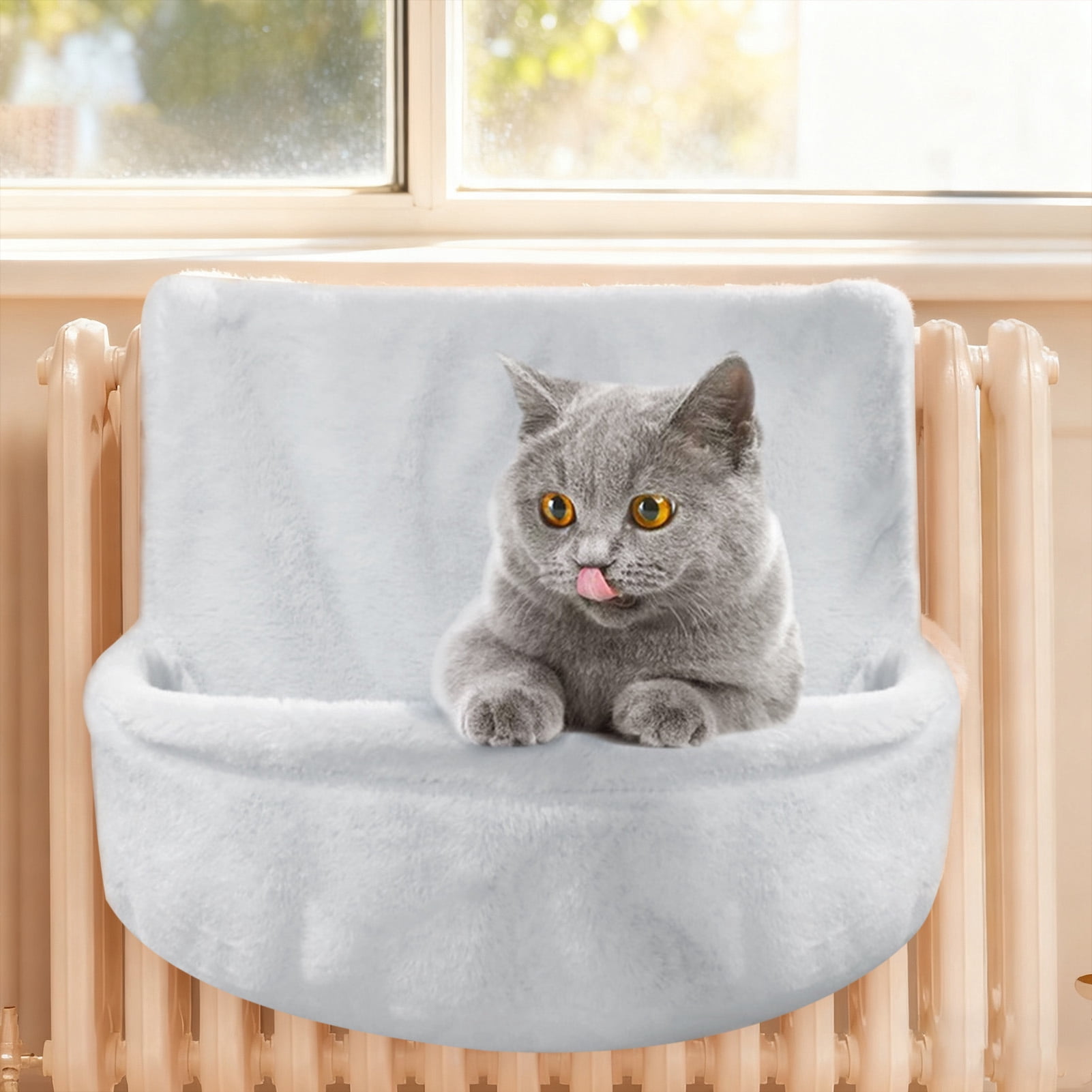 YIFAEUX Hanging Cat Bed Cat Window Perch Bedside Plush Hammock Nest with Removable Washable Cover for Indoor Cats Sleeping Rest