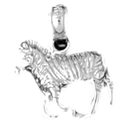 14K White Gold Zebra Pendant - 14 mm