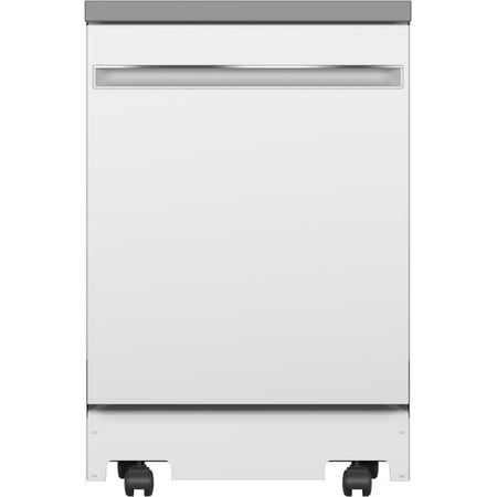 GE GPT225SGLWW 24   Energy Star Fully Integrated Portable Dishwasher with 12 Place Settings Autosense Cycle and Piranha Hard Food Disposer in White