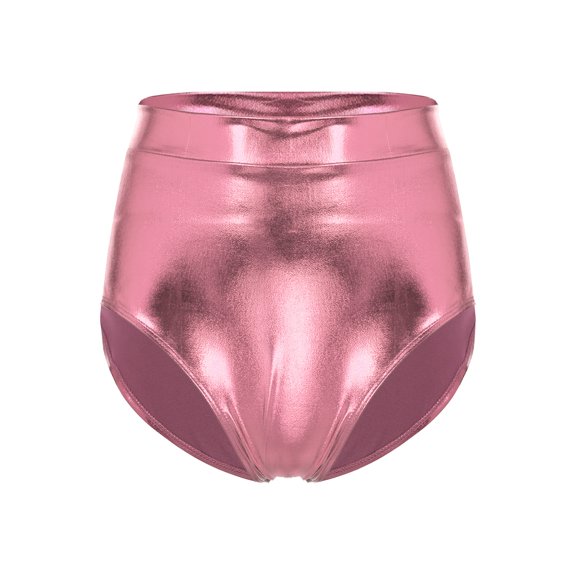 Kaerm Women's Metallic Dance Festival Rave Bottoms Metallic High Waisted Booty Shorts Pink M
