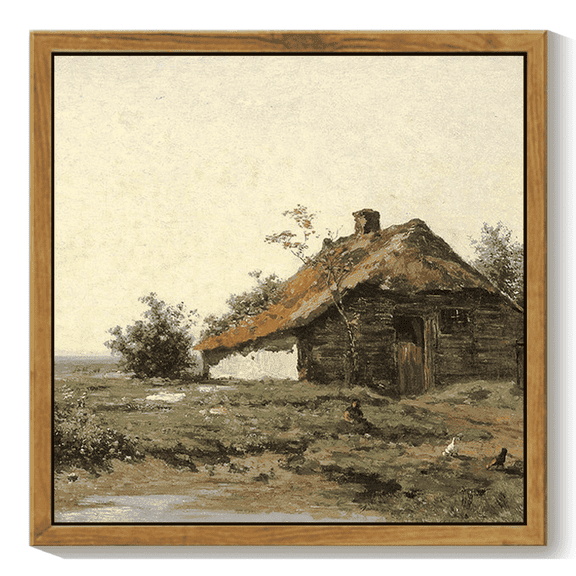 10x10in Natural Framed Countrysid Framed Wall Art Vintage Classic Retro Barn Landscape Rustic Wall Prints Farmhouse Kitchen Bathroom Office Decor