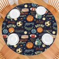 thumbnail image 2 of Navy Blue Baseball Football Pattern Round Fitted Tablecloth with Elastic Edge,Dining Table Cover Waterproof,Outdoor Round Tablecloth for Camping,Dining,Indoor and Outdoor, 2 of 7