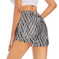 thumbnail image 3 of Vsdgher Black White Stripes Print Women's Running Double Layer Shorts High Waisted with Pockets Elastic Yoga Workout Athletic Gym Sports, 3 of 8