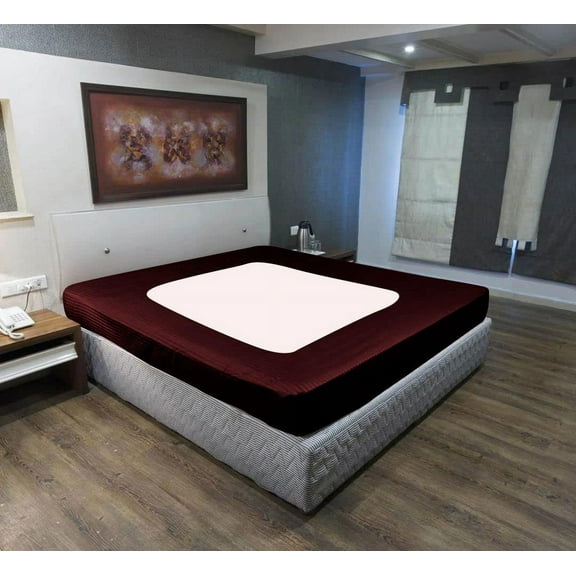D.N.G. BEDDINGS 1 Piece Box Spring Cover - 100% Egyptian Cotton, 800 TC, Wrap Around 4 Sides Bed Skirt for Hotel & Home, Fits Box Springs up to 10 Inch - Queen, Stripe Wine Color