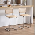 thumbnail image 3 of Zesthouse Rattan Counter Height Bar Stools Set of 2, 24.8" Counter Height Chairs with Cane Back, Mid Century Modern Barstools for Kitchen Island, Natural, 3 of 11