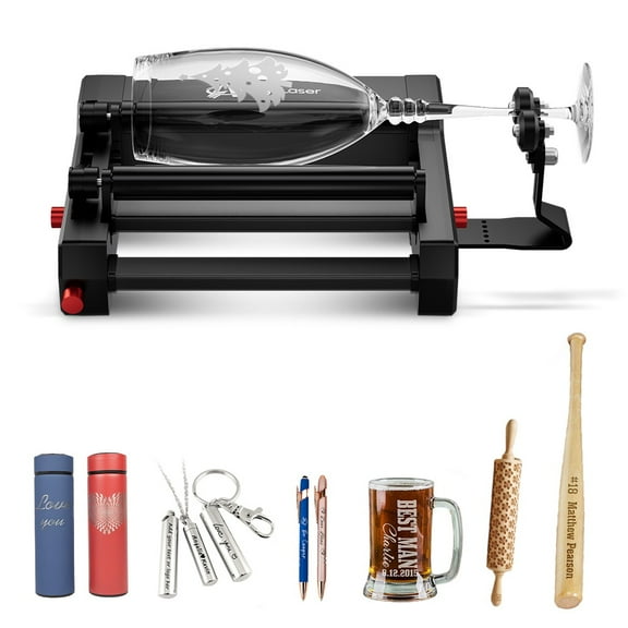 AlgoLaser Laser Engraver Rotary Roller, Y-axis Rotary Module, 7 Adjustment Diameters, 360° Laser Rotary Attachment for Engraving Cylindrical Objects