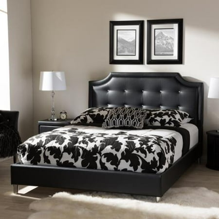 Baxton Studio Carlotta Modern Black Faux Leather Platform Bed With Baxton Studio Carlotta Modern Black Faux Leather Platform Bed With Upholstered Headboard Queen Size In