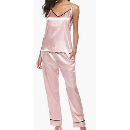 

Frobukio Womens Silk Satin Pajamas V- Neck Sleeveless Tops Pants Sleepwear Sets Loungewear Nightgown