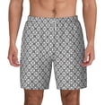 thumbnail image 2 of Picia Gray Plaid pattern Mens Swim Trunks with Compression Liner Stretch Beach Shorts Quick Dry with Zipper Pockets No-Chafing Board Shorts-Large, 2 of 7