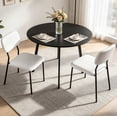 thumbnail image 4 of Ktaxon Modern Dining Table and Chairs Set for 2, Round 35.5" Dining Table with 2 Stackable Padded Side Chairs, 3 Pieces Kitchen Table Set for Small Spaces, Dining Room, Black & White, 4 of 7