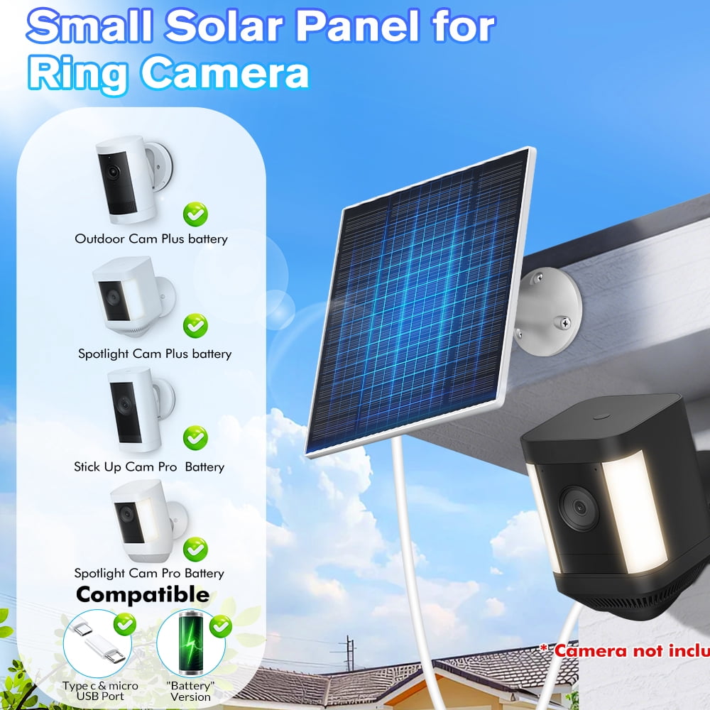 Outdoor 5.7V Solar Panel Charger Monocrystalline PET Micro USB Type C DC Kit with Bracket and Installation Screws