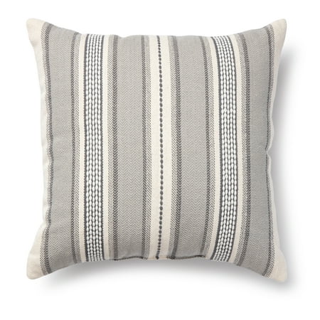 Mainstays Woven Stripe Decorative Pillow, 18" x 18", Gray