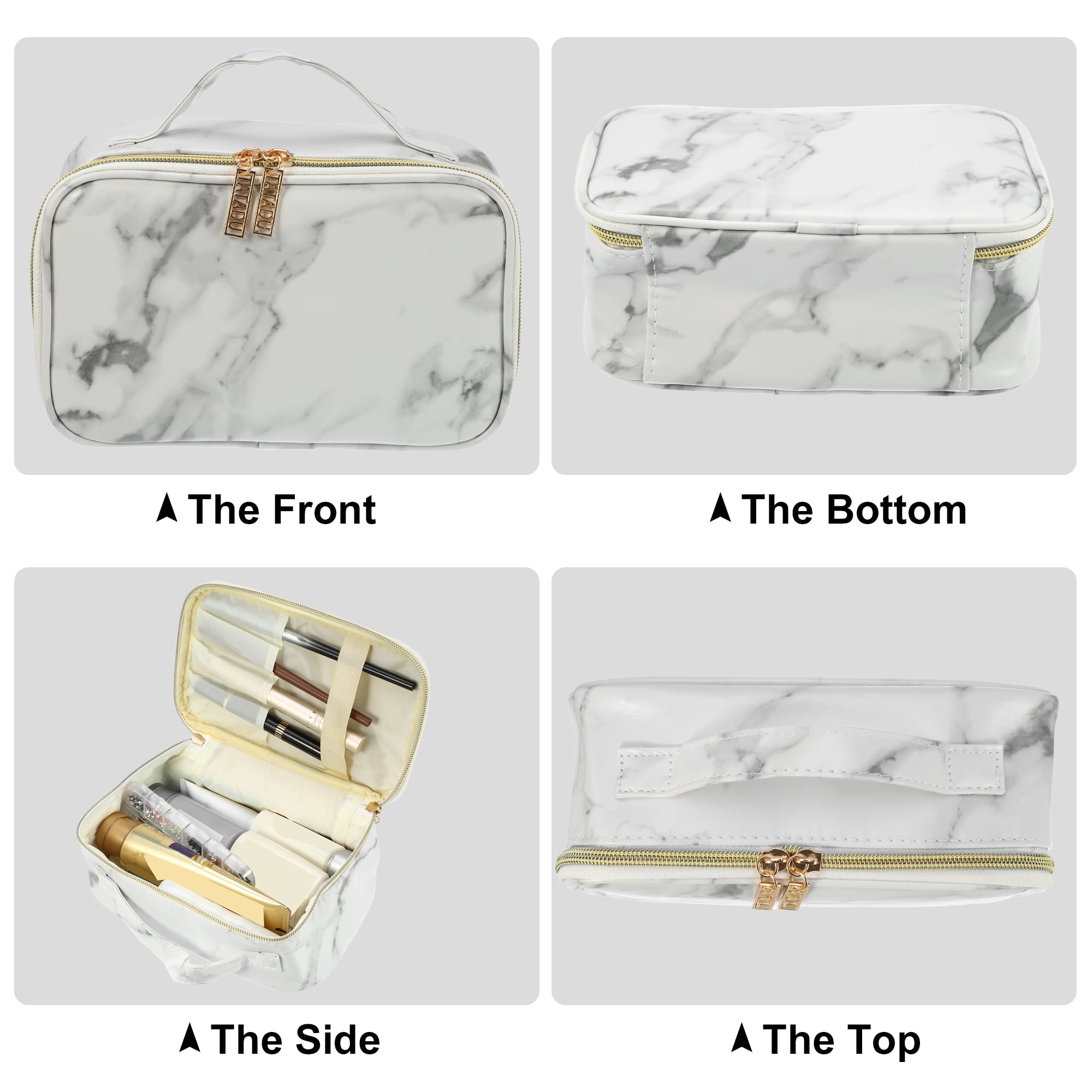 Unique Bargains Floral Makeup Bag Zipper Flower Cosmetic Pouch White, Gray