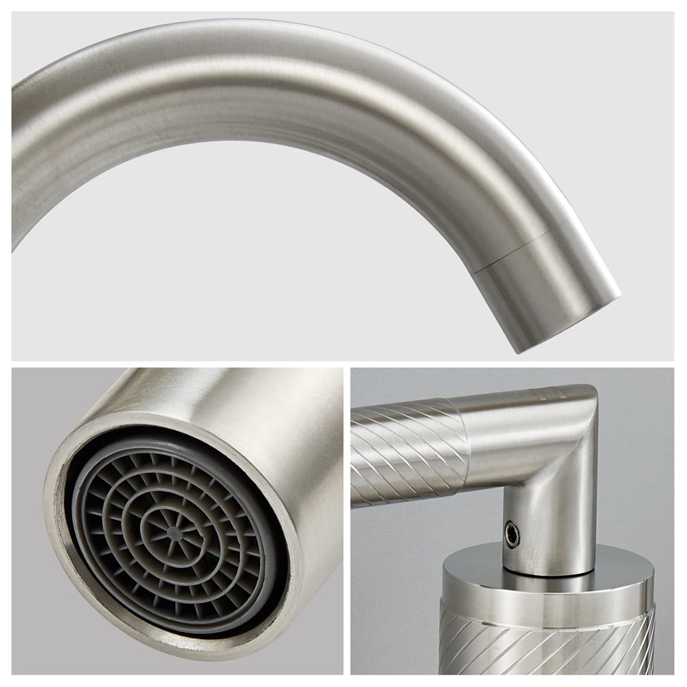 Tcbosik 8inch Bathroom Faucet, 2 Handle Sink Faucet, 3 Hole 360° Swivel Spout Modern Sink Basin Faucet for Lavatory Washroom, Brushed Nickel