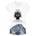 thumbnail image 4 of Trendfront Womens Funny Cat Graphic Tee Fashion V-Neck Short Sleeve Tops Summer T-Shirts Casual Slogan Print Weekend Relaxed Pullover Shirt, 4 of 4