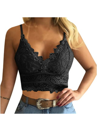 Solid Lace Trim Ruched Strappy Cami Top