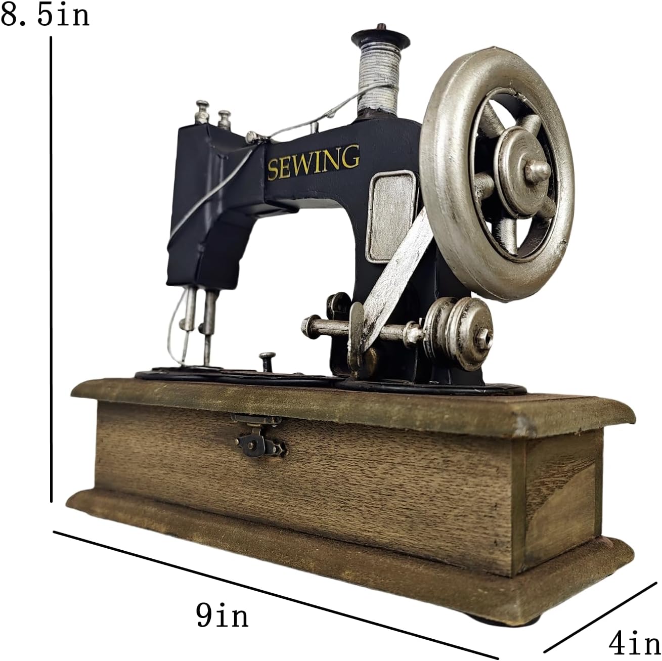Large Vintage Iron Tin Sewing Machine Model Tin Design with Iron 70s 80s Tailor Needlework Retro Nostalgic Decor for Clothing Shop Cafe Desk Window Store Photo Props Sewing Ornaments