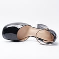 thumbnail image 4 of Women's Black Smooth Patent Leather Pumps Chunky Block Heel Platform Dress Shoes Ankle Strap Mary Jane Heels for Office, 4 of 7