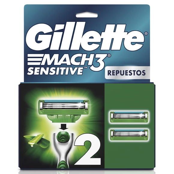 Rastrillo Gillette Mach3 Sensitive 2 Repuestos con Aloe, Piel Sensible
