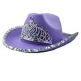 thumbnail image 5 of Prolriy Cowboy Hat Women's Sequin Crown Cowboy Hat Western Cowboy Hats for Women Purple, 5 of 6