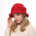 thumbnail image 5 of Women Winter Knit 1920s Vintage Bucket Bowler Hat Round Brim Warm Hat, 5 of 6