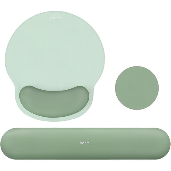 MOSISO Wrist Rest Support for Mouse Pad&Keyboard Set, Circle Curved Ergonomic Mousepad&Coaster Non-Slip Base Home/Office Pain Relief&Easy Typing Pad with Soft Cloth&Silicone Lining
